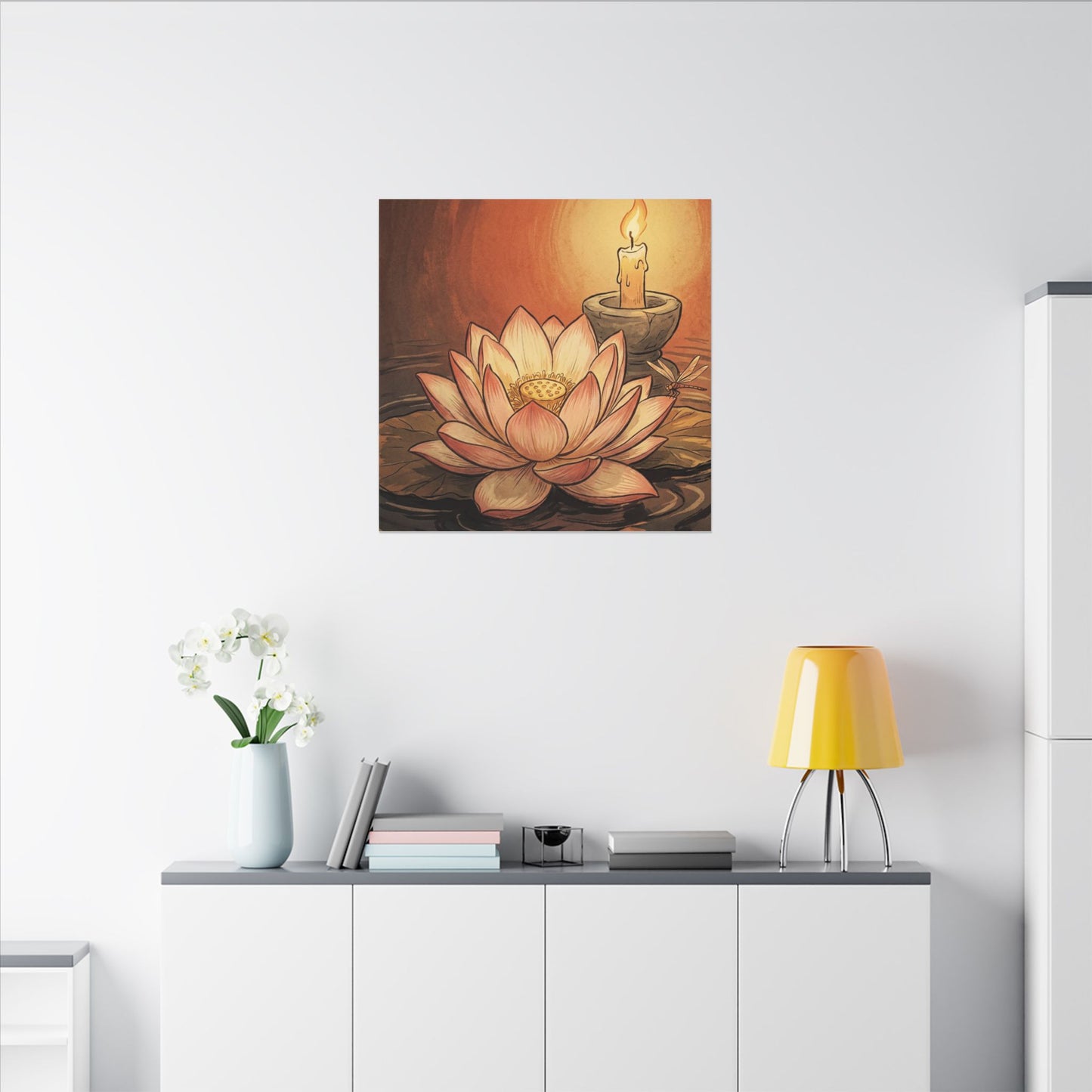 Lotus Flower Summer Canvas Art | Zen Contemplative Design