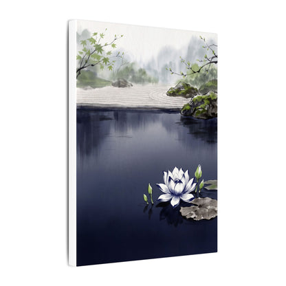 Lotus Flower Karesansui Canvas Art | Tranquil Zen Art