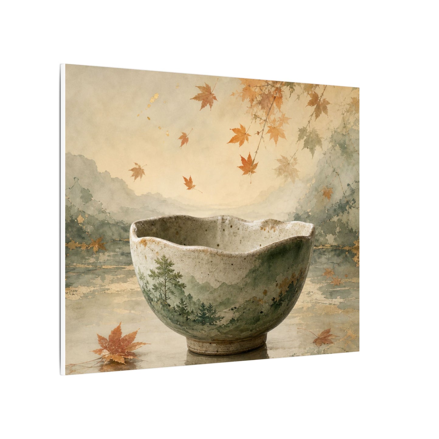 Autumn Ceramic Bowl Watercolor Canvas Art | Cozy Decor