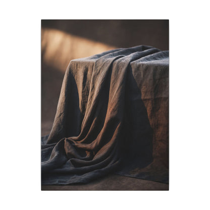 Silk Drape Canvas Art | Winter Dark Japandi Shadow Zen Art