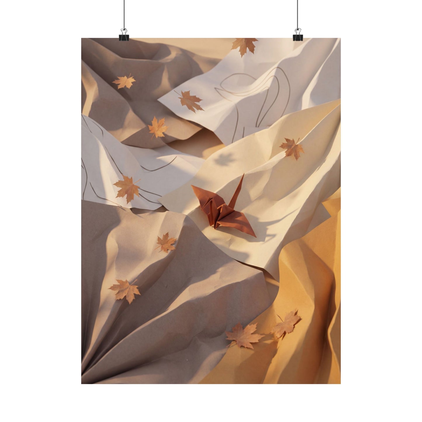 Paper Fold Wall Art Print | Autumn Japandi Minimal Line Art Art Print