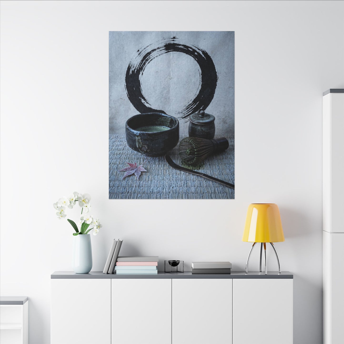 Tea Ceremony Canvas Art | Winter Zen Enso Art