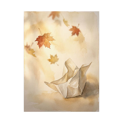 Japandi Paper Fold in Golden Hour | Watercolor Canvas Art