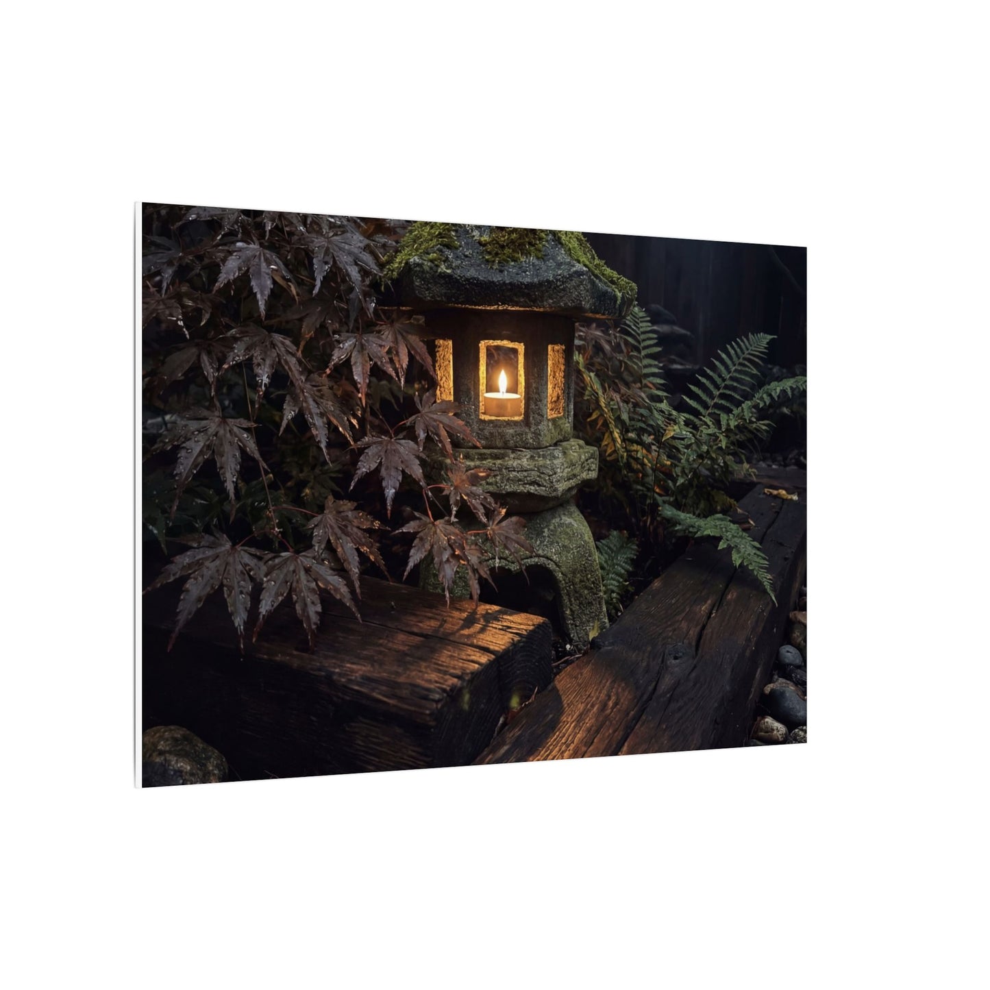 Moody Moonlit Garden Canvas Art - Shadow Zen Dark Japandi