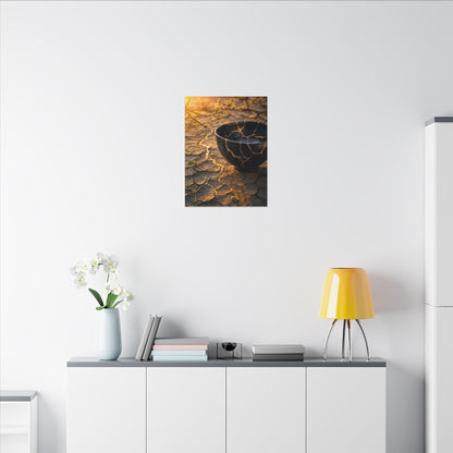 Golden Hour Cracked Earth Canvas Art - Kintsugi Fukinsei