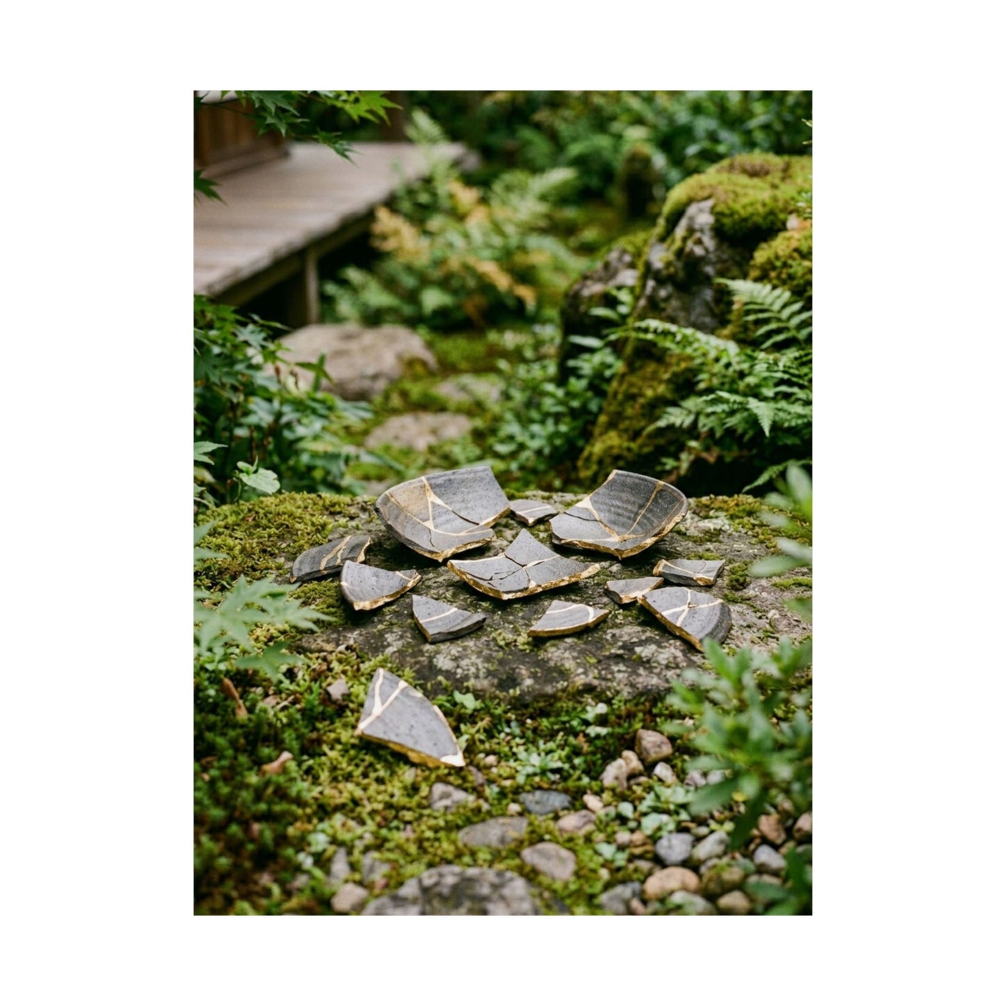 Broken Pottery Gold Repair Wall Art Print | Beautiful Kintsugi Art