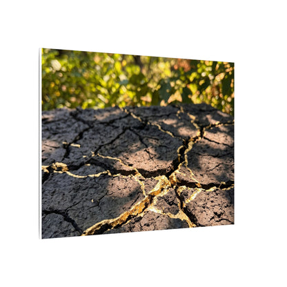 Shibui Cracked Earth Canvas Art - Kintsugi Gold Repair