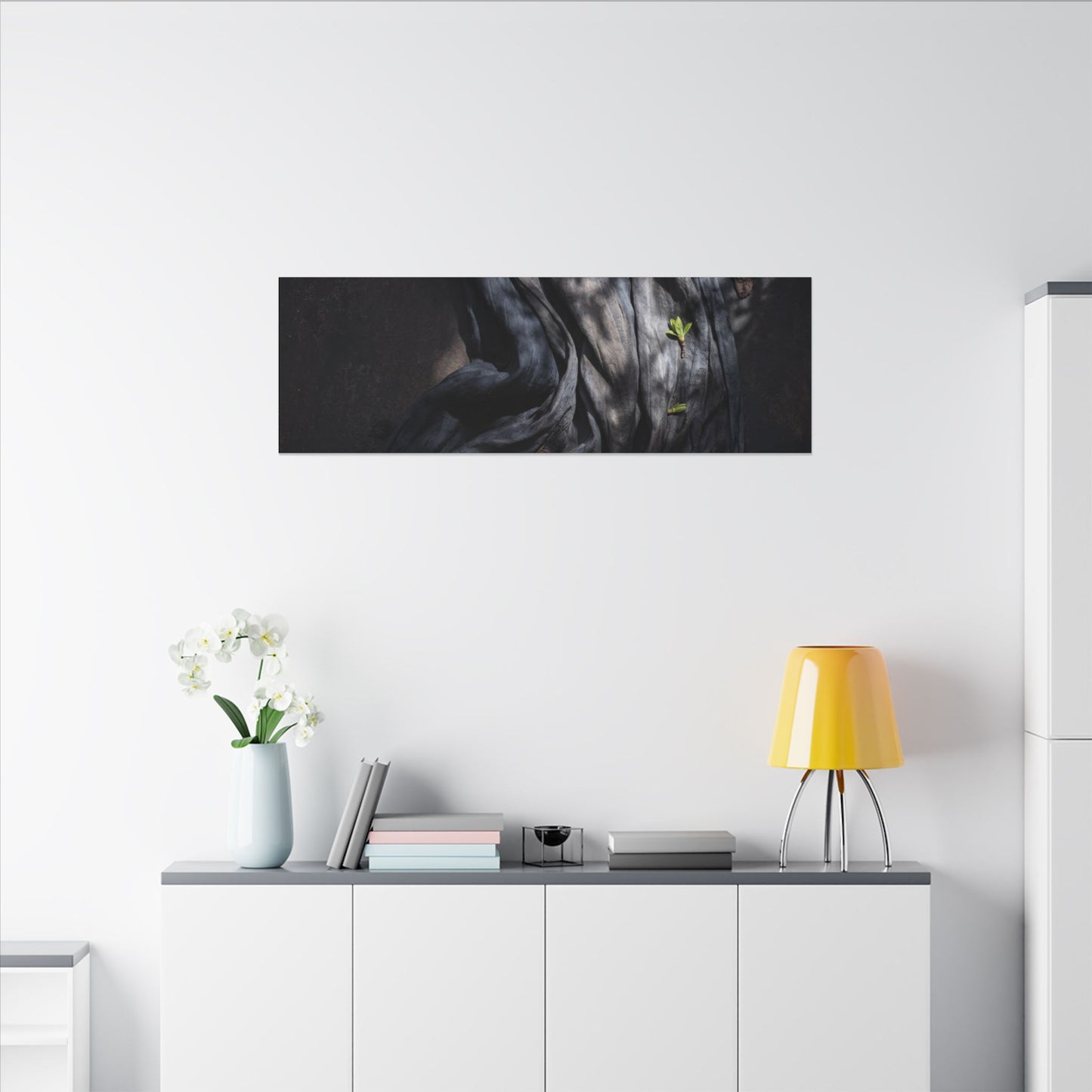 Seijaku Silk Drape Canvas Art - Dark Japandi Dark Texture