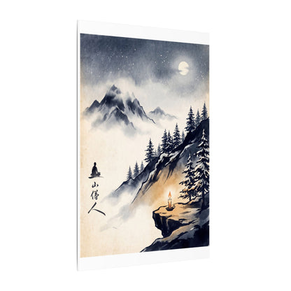 Mountain Mist Canvas Art | Winter Zen Ukiyo E Inspired Art