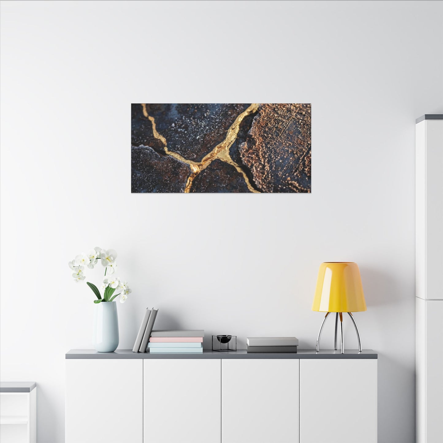 Winter Rust Patina Gold Vein Canvas Art | Resilient Decor