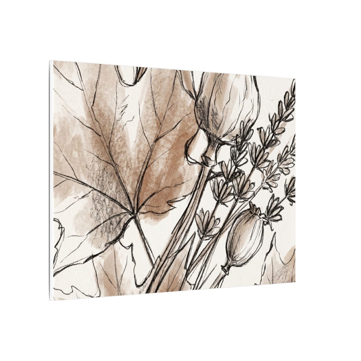 Neutral Dried Flowers Canvas Art - Minimal Line Japandi