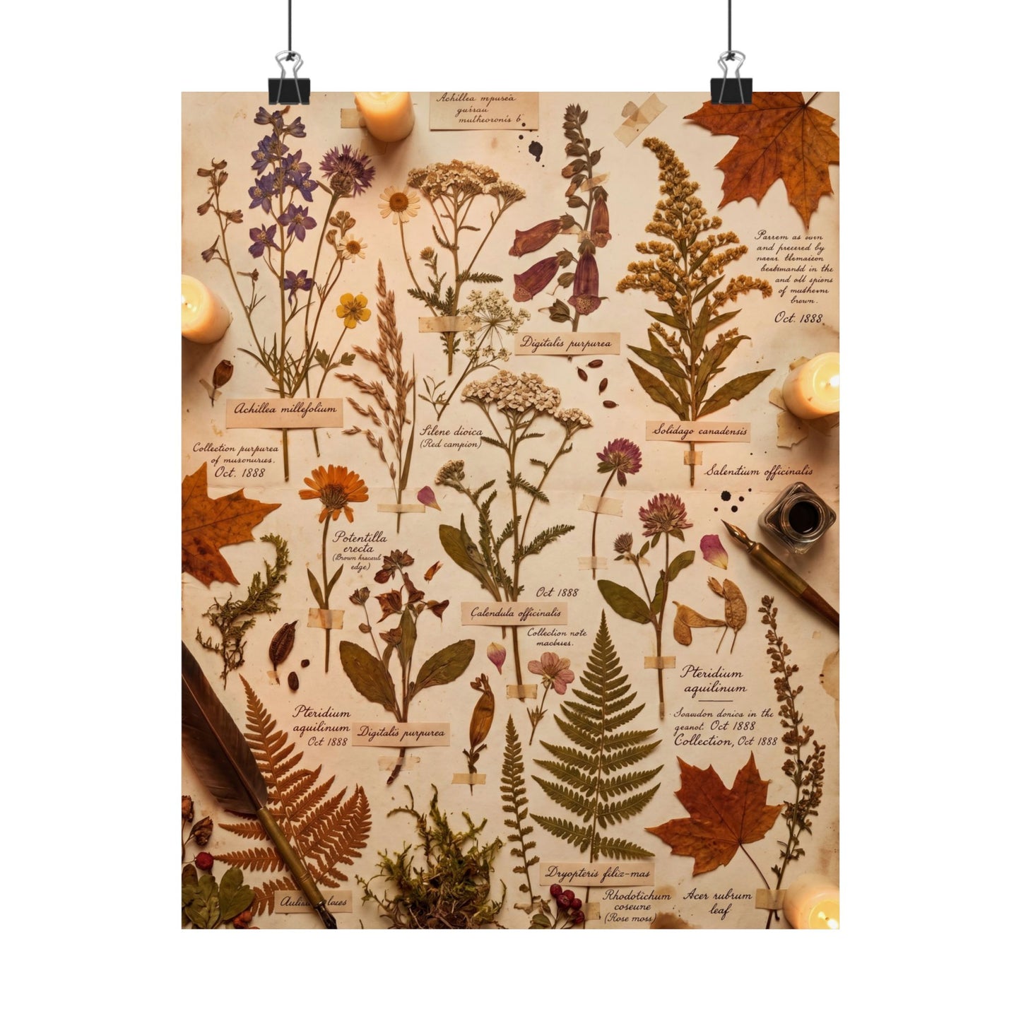 Autumn Dried Flowers Herbarium Wall Art Print | Earthy Decor
