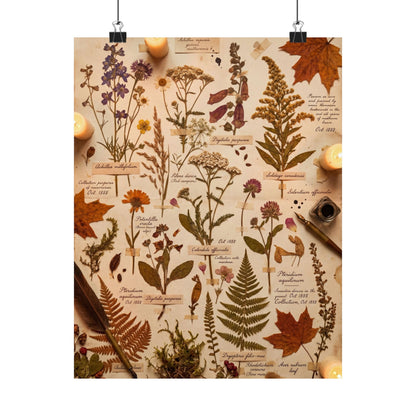 Autumn Dried Flowers Herbarium Wall Art Print | Earthy Decor