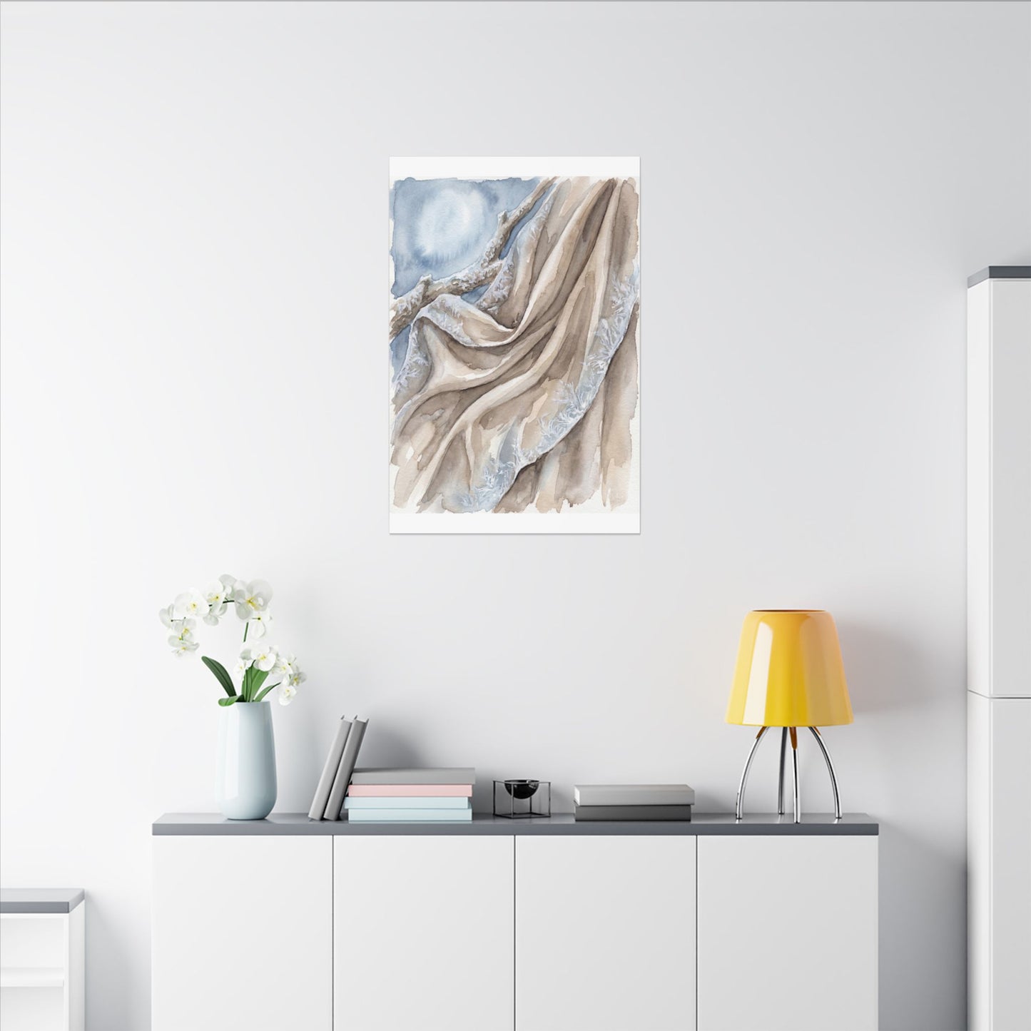 Silk Drape Winter Canvas Art | Japandi Cozy Design