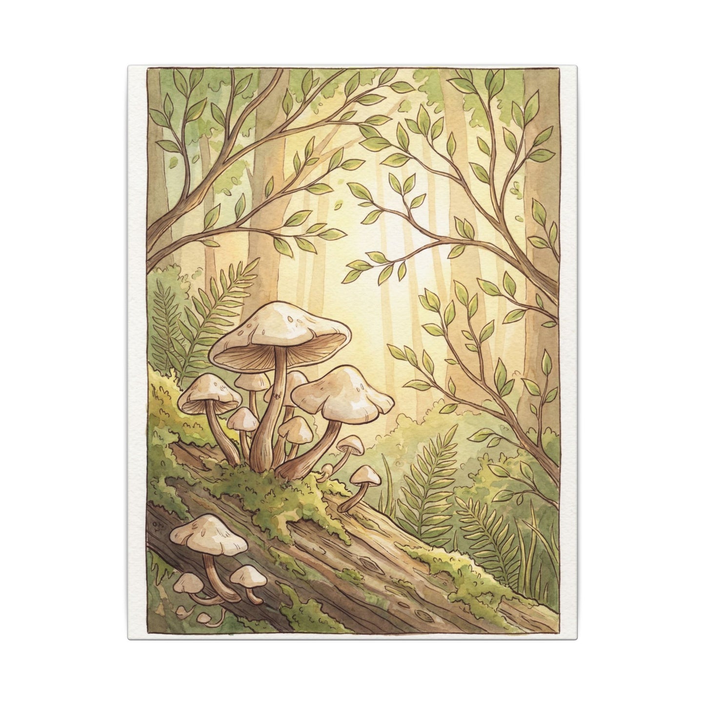 Spring Wild Mushrooms Mushroom Illustration Canvas Art | Cozy Decor