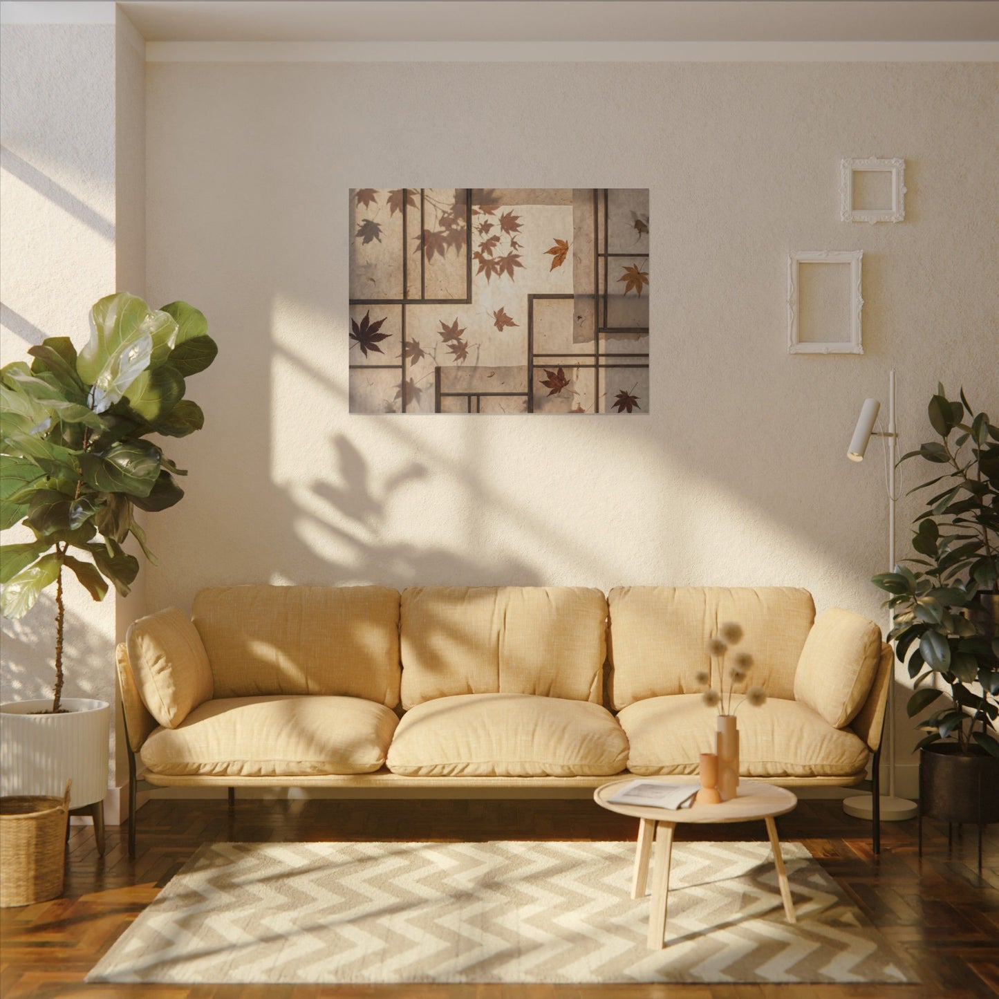 Shoji Screen Japanese Pattern Canvas Art | Neutral Japandi Art