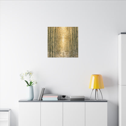 Bamboo Grove Winter Canvas Art | Japandi Elegant Design