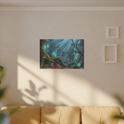 Spring Tea Ceremony Forest Whimsy Canvas Art | Cozy Decor