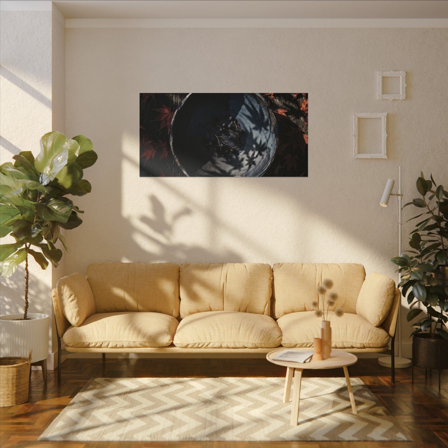 Autumn Ceramic Bowl Shadow Zen Canvas Art | Bold Decor