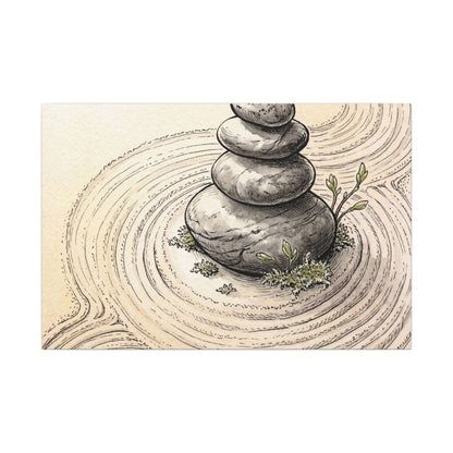River Stones Spring Canvas Art | Zen Serene Design Art Print