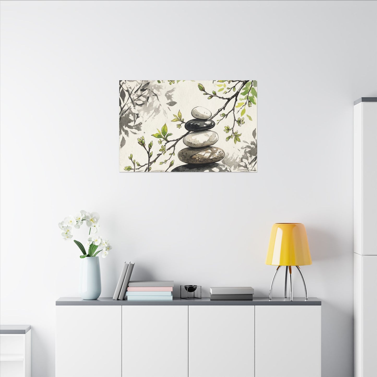 Spring River Stones Japanese Pattern Canvas Art | Elegant Decor