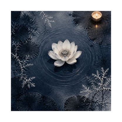 Lotus Flower Wall Art Print | Winter Zen Sumi E Art