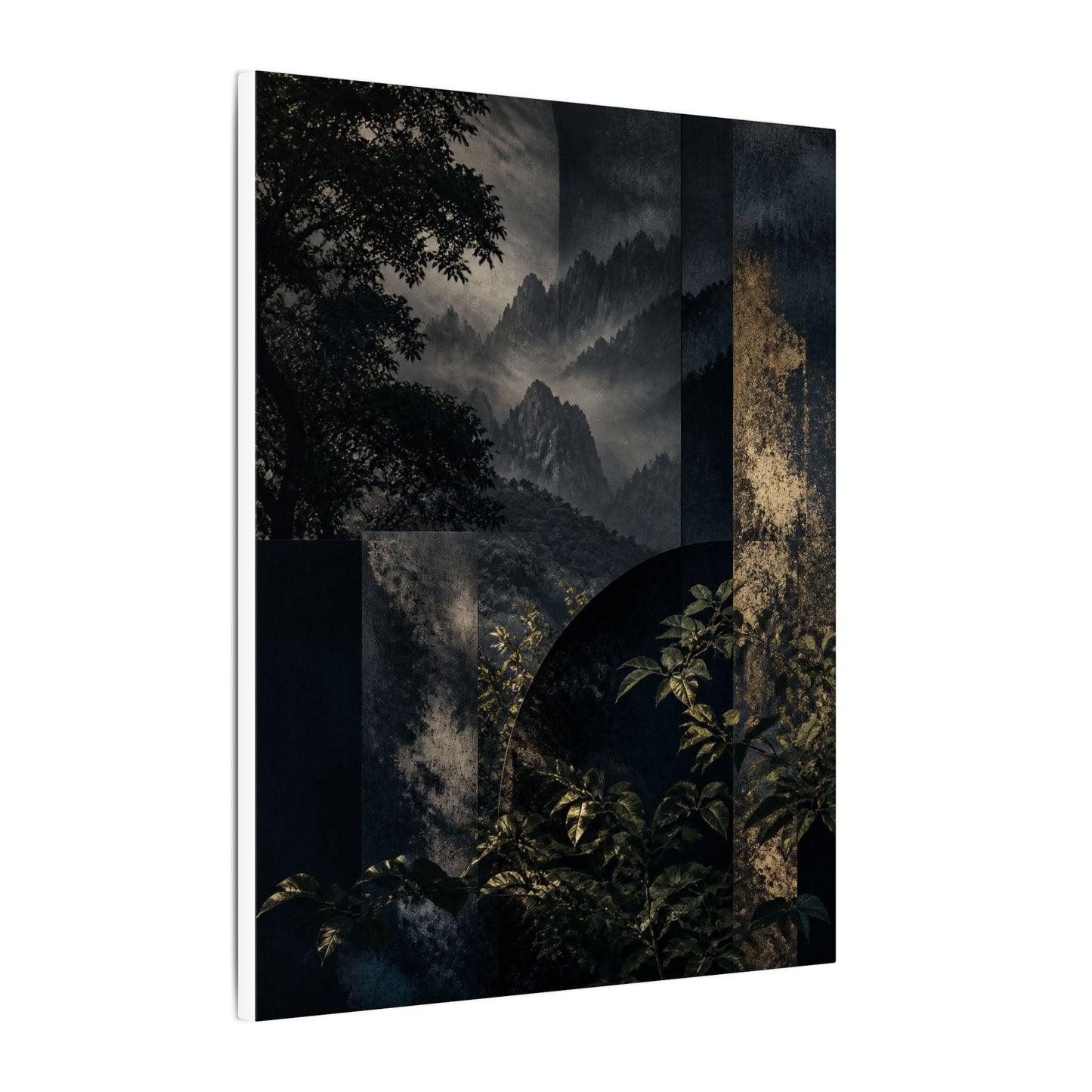 Mountain Mist Summer Canvas Art | Dark Japandi Atmospheric Design