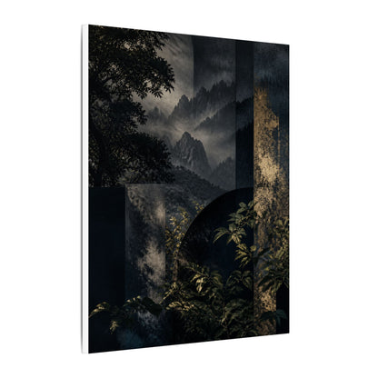 Mountain Mist Summer Canvas Art | Dark Japandi Atmospheric Design