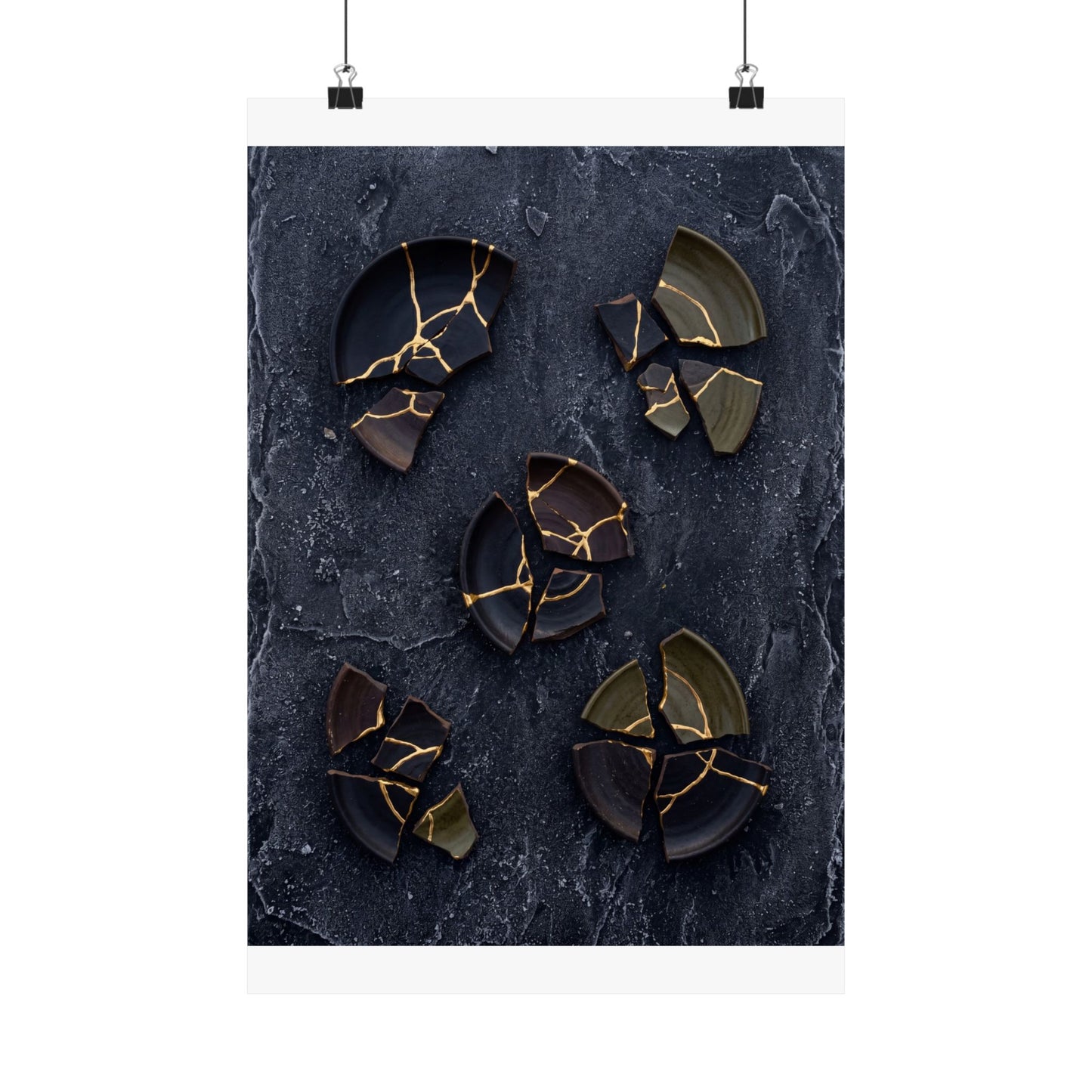Moody Broken Pottery Wall Art Print - Shadow Zen Dark Japandi