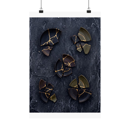 Moody Broken Pottery Wall Art Print - Shadow Zen Dark Japandi
