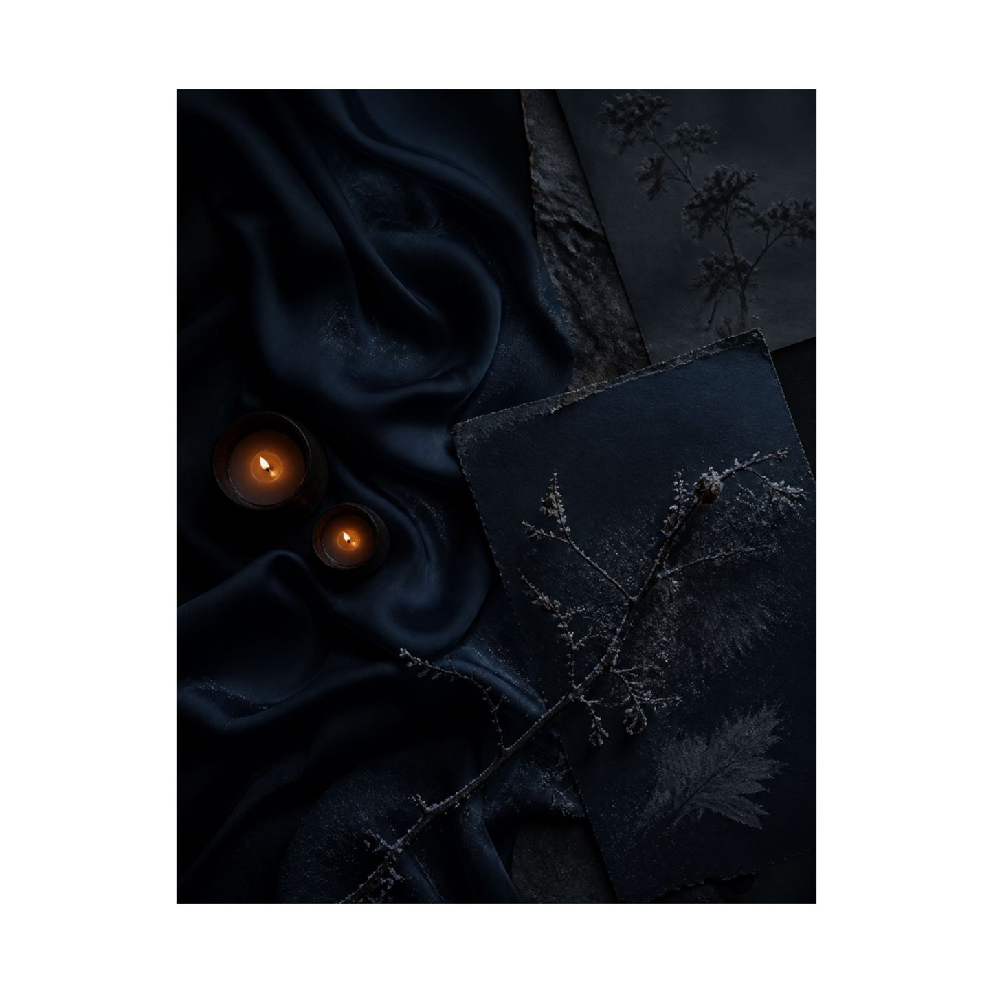 Silk Drape Wall Art Print | Winter Dark Japandi Moody Minimal Art