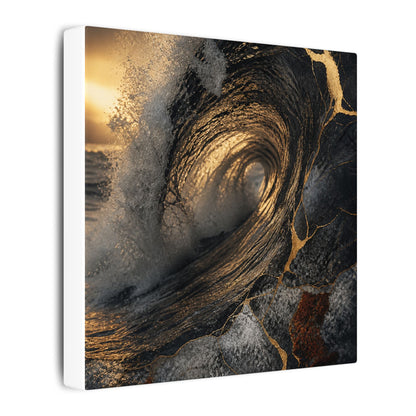 Kanso Ocean Wave Canvas Art - Kintsugi Gold Vein