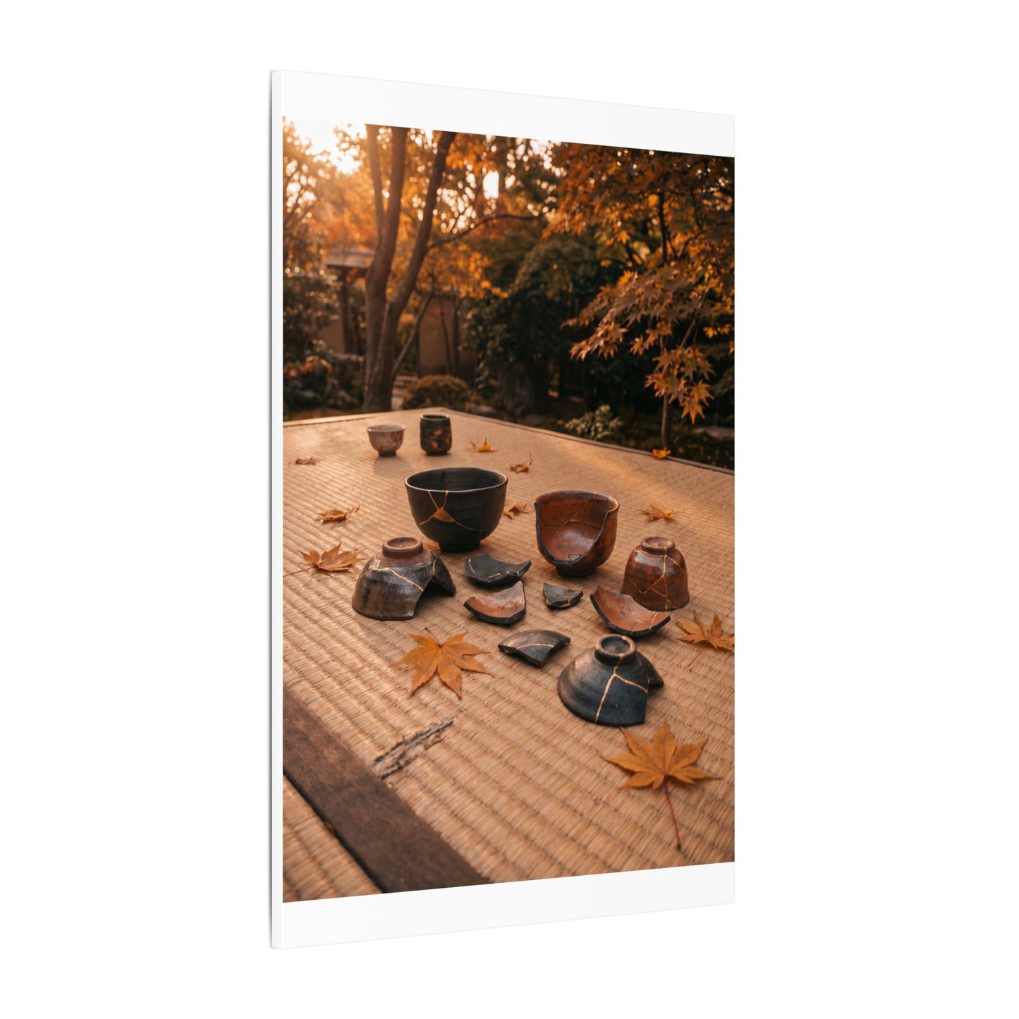 Golden Hour Tea Ceremony Canvas Art - Kintsugi Shibui