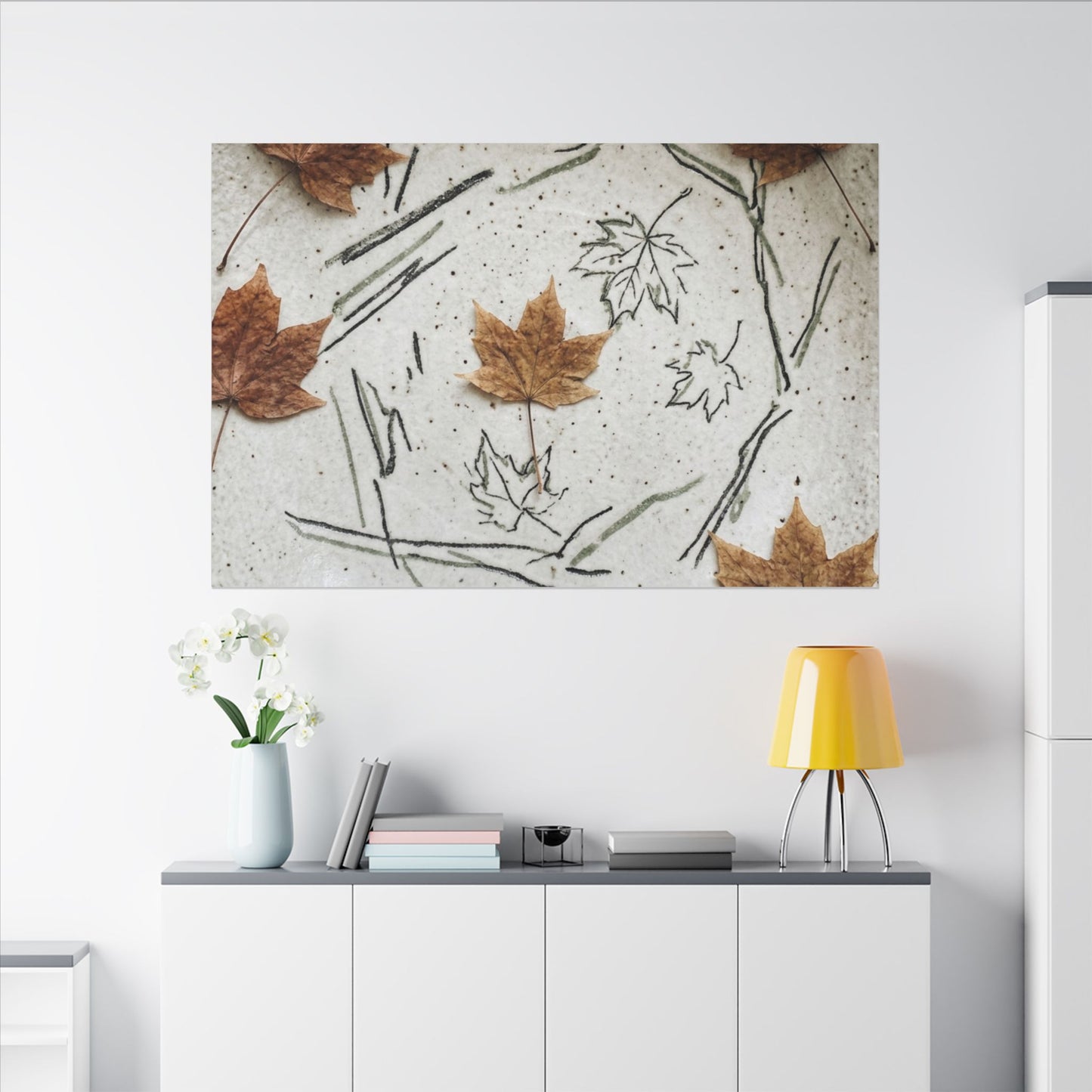 Ceramic Bowl Autumn Canvas Art | Japandi Elegant Design