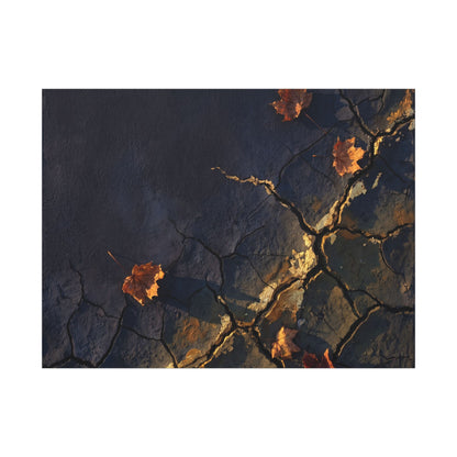Cracked Earth Canvas Art | Autumn Dark Japandi Dark Texture Art Art Print