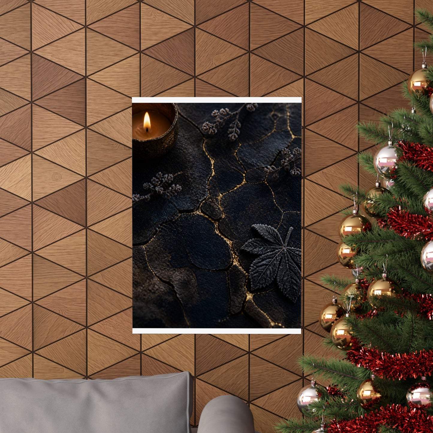Luxurious Cracked Earth Wall Art Print - Moody Minimal Dark Japandi
