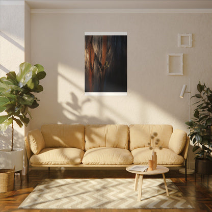 Rust Patina Charcoal Ink Canvas Art | Moody Dark Japandi Art