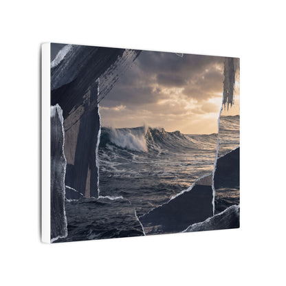 Fukinsei Ocean Wave Canvas Art - Dark Japandi Shadow Zen