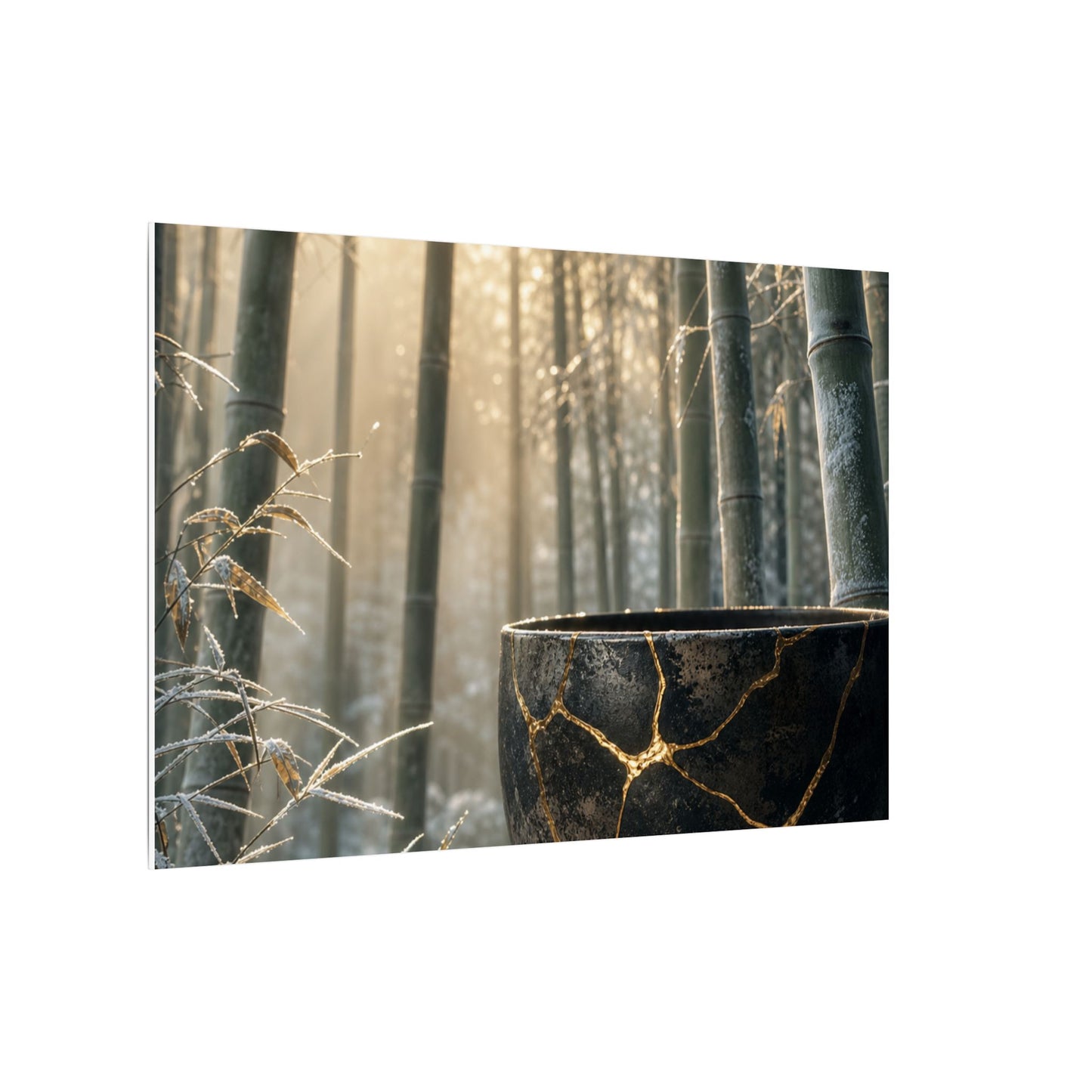 Fukinsei Bamboo Grove Canvas Art - Kintsugi Gold Repair