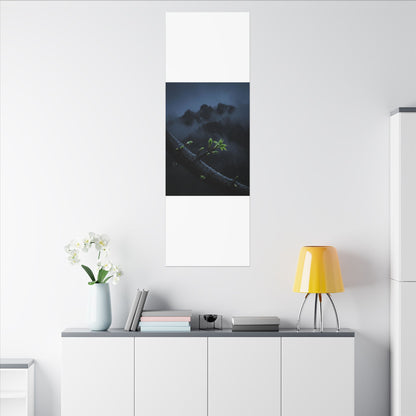 Moonlight Mountain Mist Canvas Art - Dark Japandi Kanso
