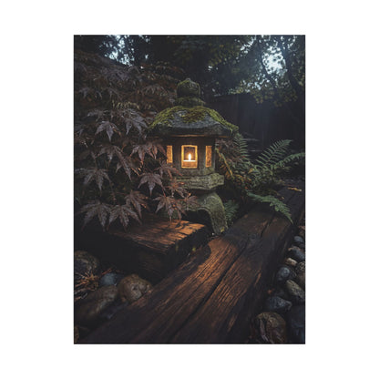 Moody Moonlit Garden Canvas Art - Shadow Zen Dark Japandi