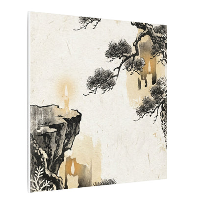 Japandi Pine Tree in Candlelight | Japanese Pattern Canvas Art