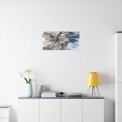 Pine Tree Canvas Art | Winter Japandi Watercolor Art