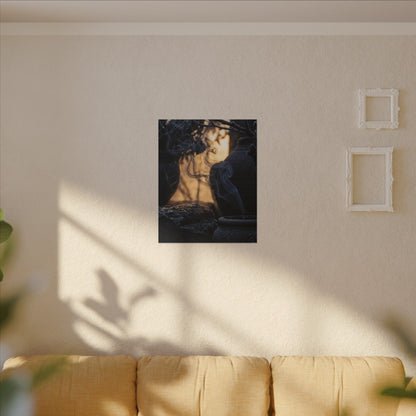 Incense Smoke Canvas Art | Winter Dark Japandi Shadow Zen Art