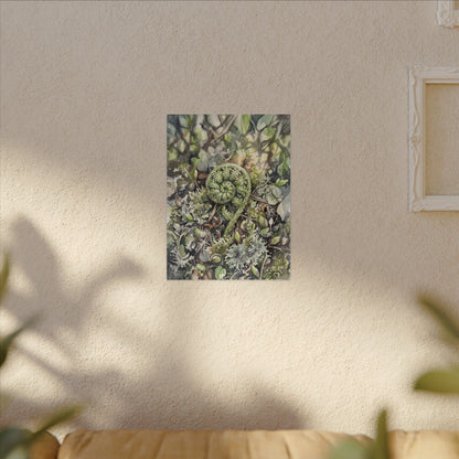 Fern Unfurling Spring Canvas Art | Japandi Neutral Design