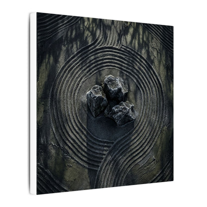 Moody Rock Garden Canvas Art - Dark Texture Dark Japandi
