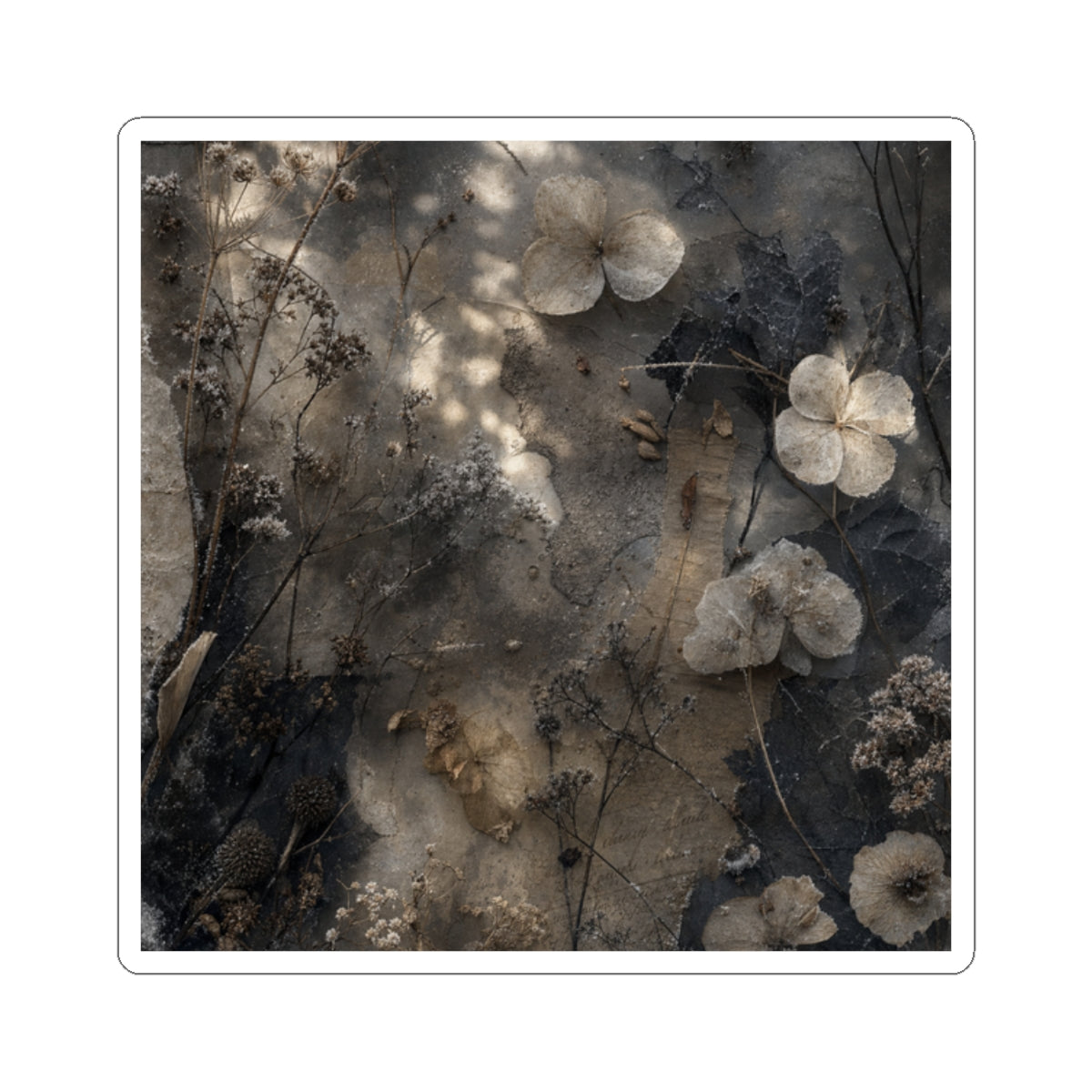 Dried Flowers Texture Sticker | Neutral Japandi Art