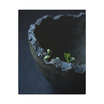 Ceramic Bowl Moody Minimal Canvas Art | Sophisticated Dark Japandi Art