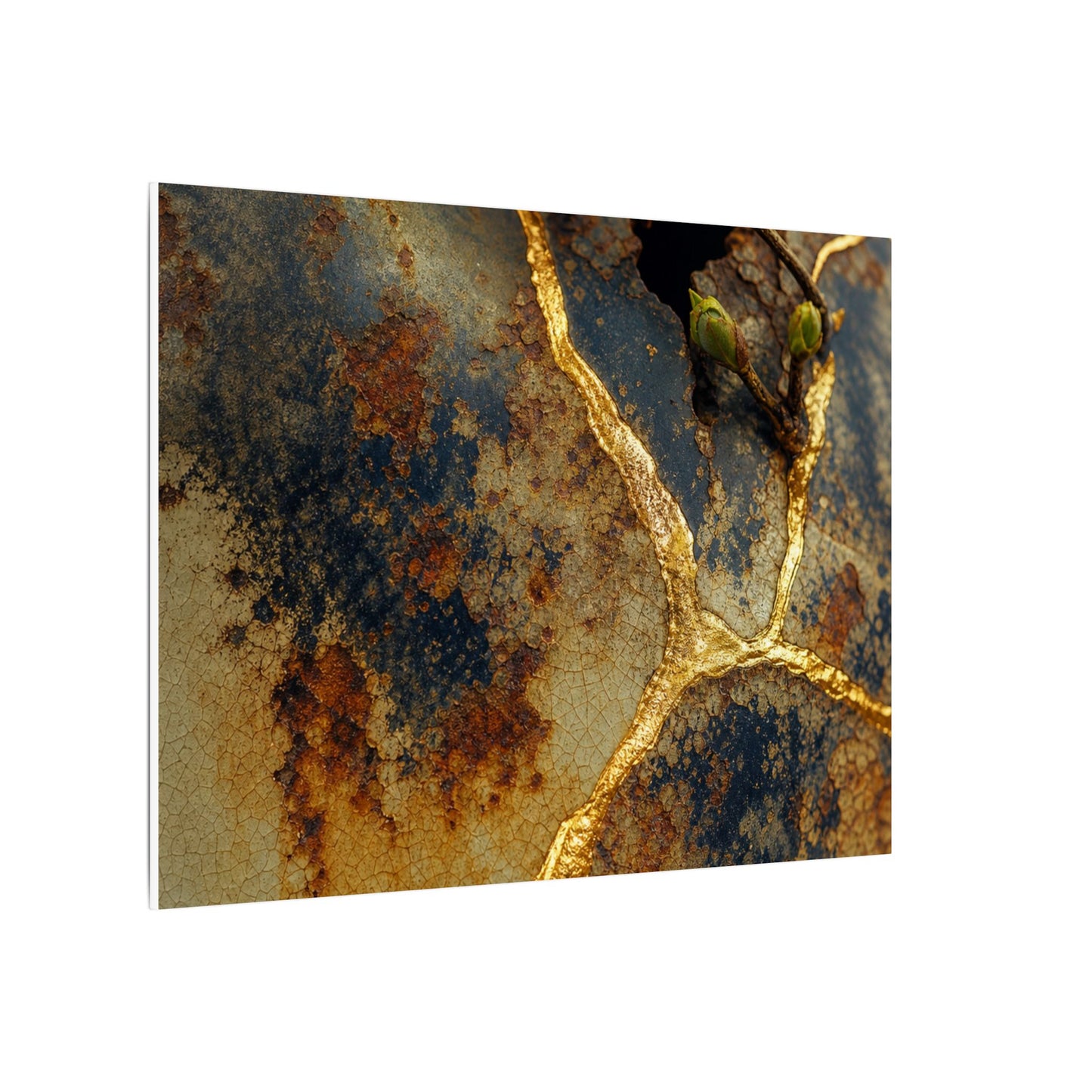 Datsuzoku Rust Patina Canvas Art - Kintsugi Crackle Gold