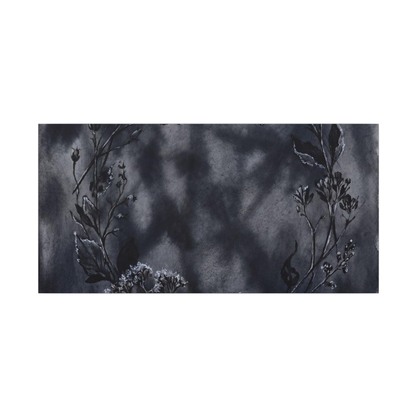 Dried Flowers Canvas Art | Winter Dark Japandi Shadow Zen Art